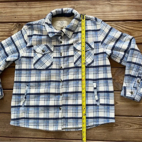 SAGE Collective Blue Plaid Sherpa Lined Jacket Shirt Overshirt XL Cozy Shacket - Picture 6 of 9